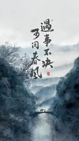 风景,山,水面,水墨