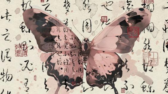 蝴蝶,书法
