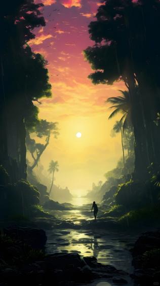 树木,风景,手绘