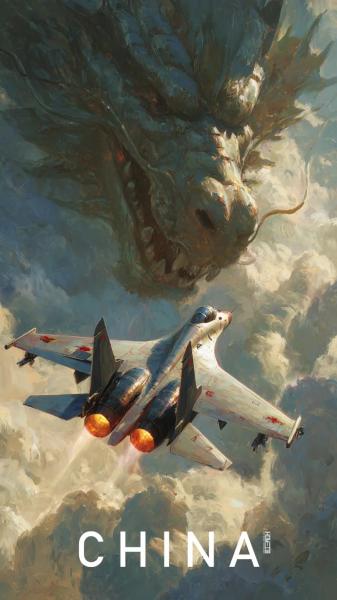 歼35,水墨,文字