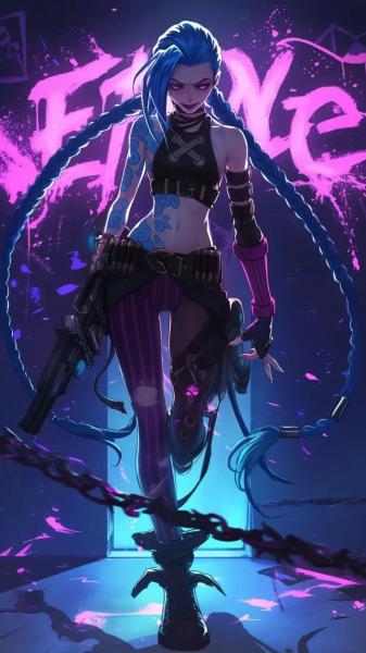 金克丝,英雄联盟,游戏,蓝色双马尾辫