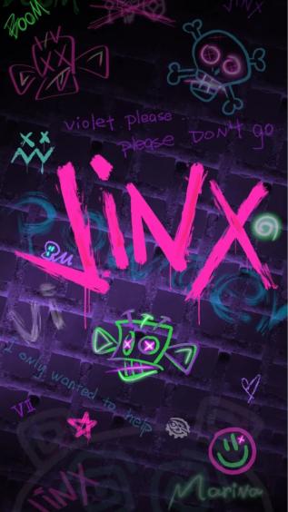 金克丝,英雄联盟,蓝色双马尾辫,文字