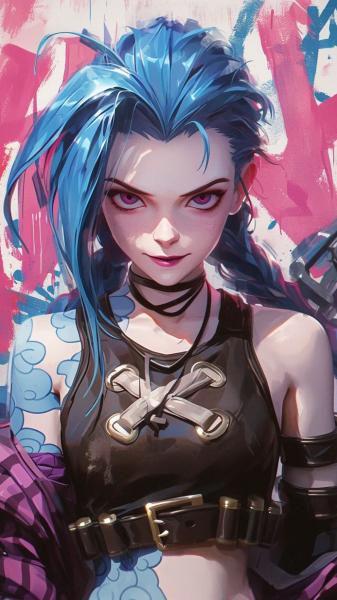 金克丝,英雄联盟,蓝色双马尾辫