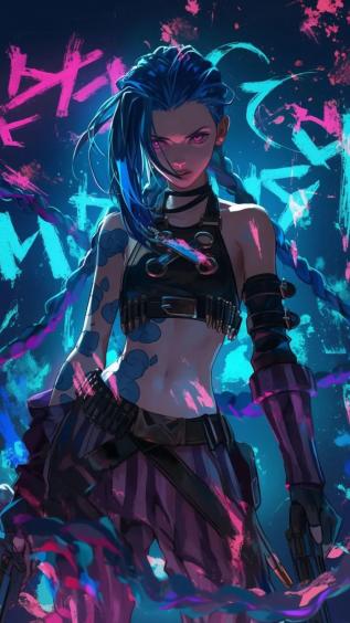 金克丝,英雄联盟,游戏,蓝色双马尾辫