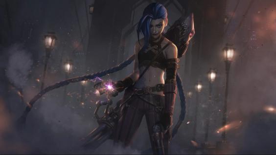 金克丝,英雄联盟,蓝色双马尾辫,游戏