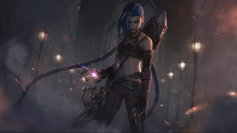 金克丝,英雄联盟,蓝色双马尾辫,游戏