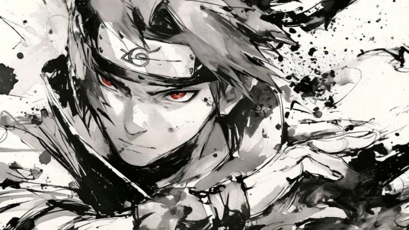 宇智波佐助,火影忍者,动漫,水墨